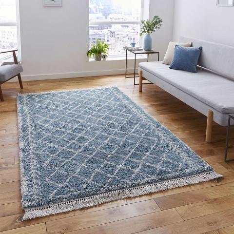 Boho Shaggy Rug 7043 Blue  size