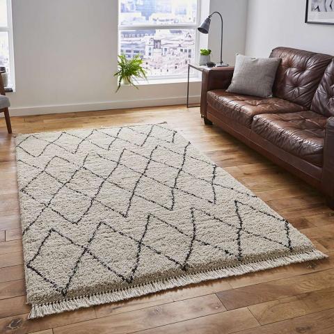 Boho Shaggy Rug 8280 Beige 