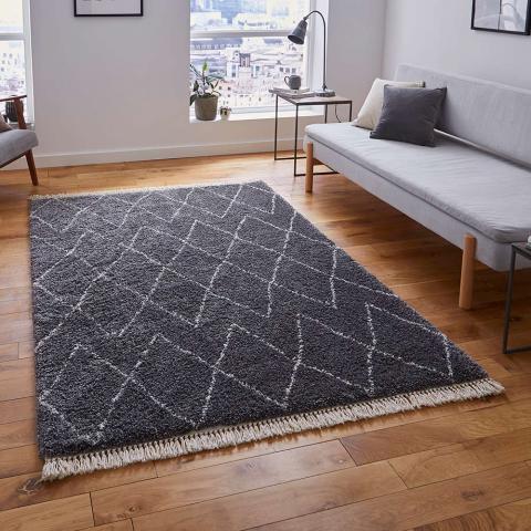 Boho Shaggy Rug 8280 Grey  size