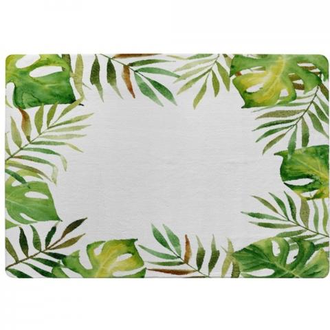 Border Of Botanical Leaves Designer Rug - Green / 150cm