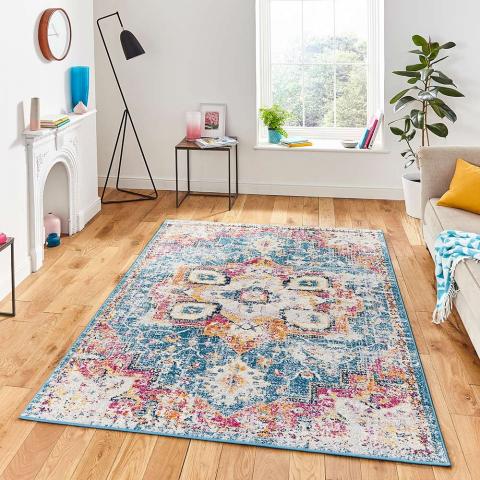 Boston G0532 Blue Fuchsia Traditional Rug 