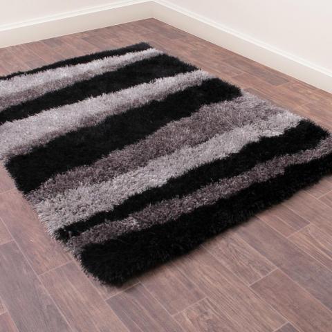 Boston Lightning Stripe Pattern Rug in Grey