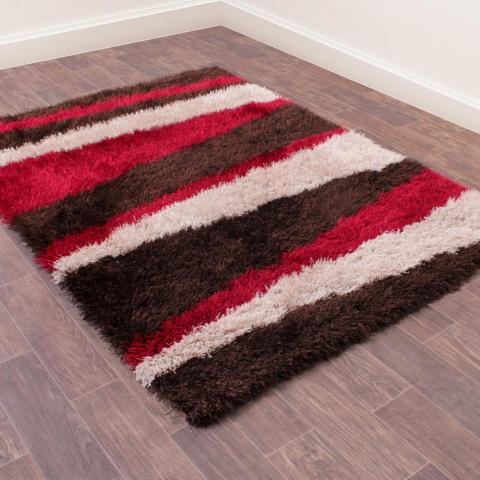 Boston Lightning Stripe Pattern Rug in Red