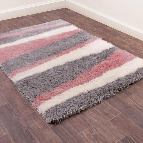 Boston Lightning Stripe Pattern Rug in Blush Pink