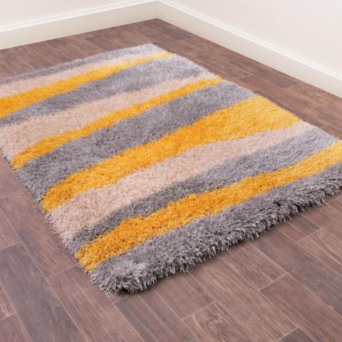 Boston Lightning Stripe Pattern Rug in Ochre Yellow