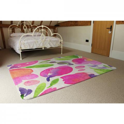 Botanical Background Designer Rug - Pink / 230cm