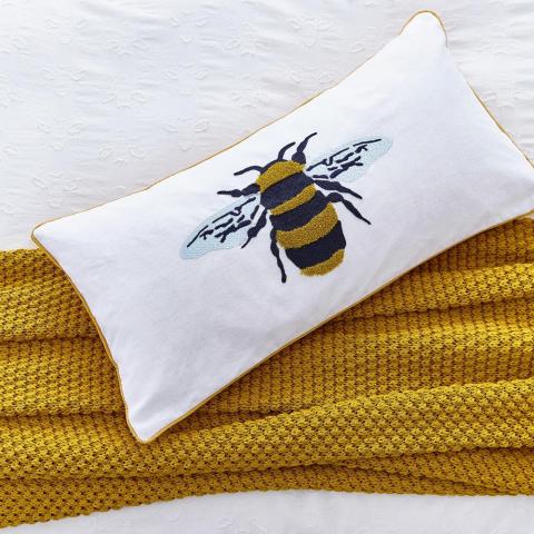 Botanical Bee Cushion By Joules in Antique Gold