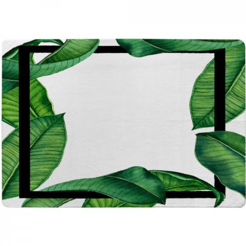 Botanical  Black Border Designer Rug - Green / 200cm