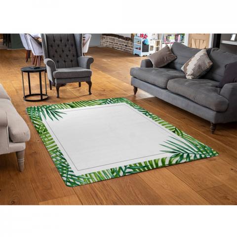 Botanical Border Designer Rug - Green / 110cm