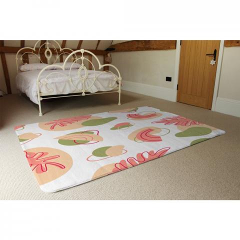 Botanical Elements With Line Art Designer Rug - Pink / 230cm