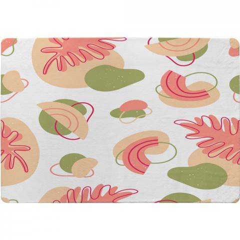 Botanical Elements With Line Art Designer Rug - Pink / 200cm