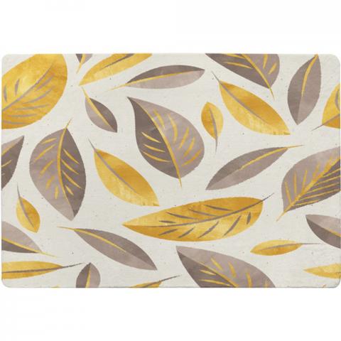 Botanical Gold And Purple Leaf Designer Rug - Yellow / 200cm