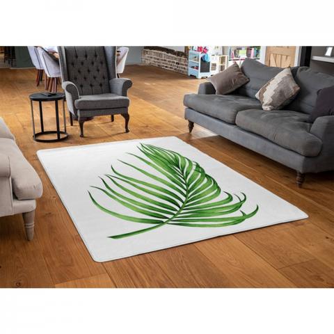 Botanical Leaf Designer Rug - Green / 110cm