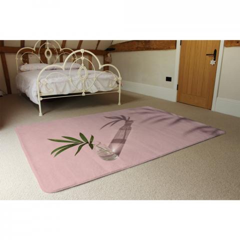 Botanical Leaf On Pink Designer Rug - Pink / 230cm