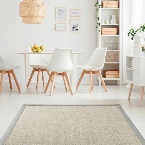 Boucle Sesame Natural Fibre Sisal Bordered Rugs