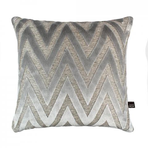 Bowie zig zag geometric Cushion in silver grey