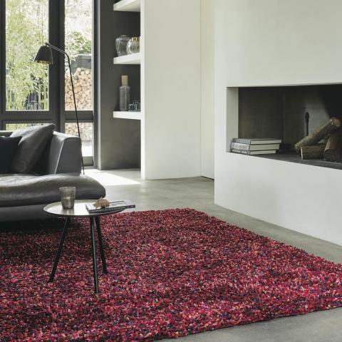 Brink and Campman Rocks Shaggy Wool Rugs 70500 in Red and Multi-colours