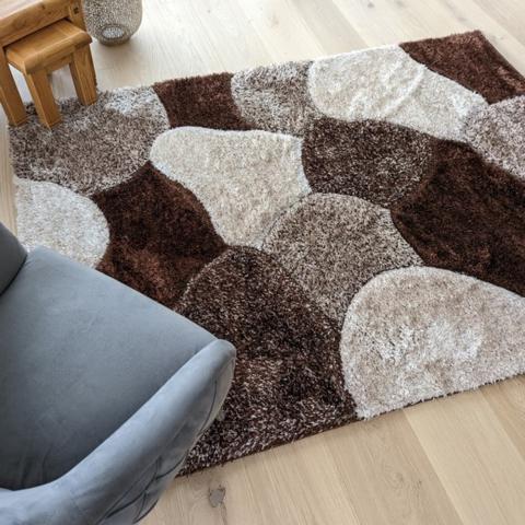 Brown Carved Pebbles Shaggy Rug - Verge - Brown