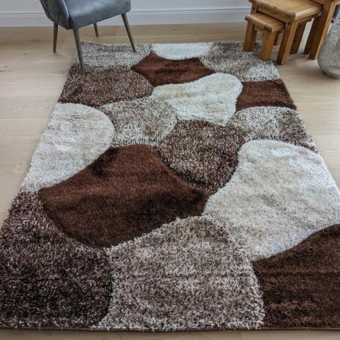 Brown Carved Pebbles Shaggy Rug - Verge - Brown