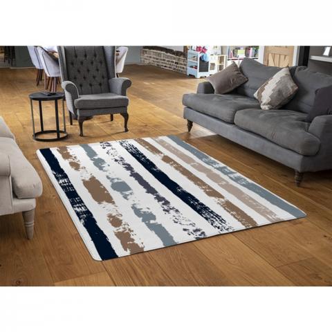 Brush Strokes Designer Rug - White / 110cm