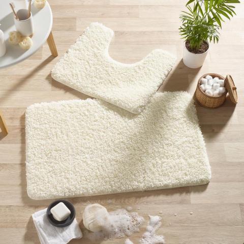 Buddy Bath Mat And Toilet WashableSet in Ivory White