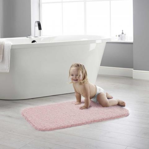 Buddy Bath Washable Toilet Bathroom Mat Rugs in Soft Pink