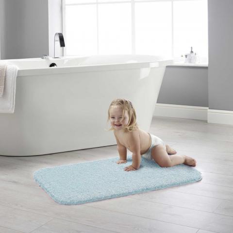 Buddy Bath Washable Toilet Bathroom Mat Rugs in Soft Blue