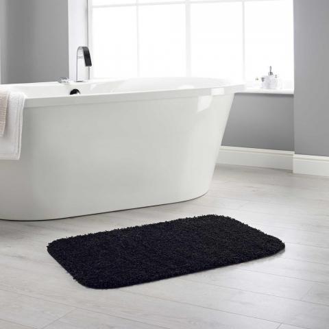 Buddy Bath Washable Toilet Bathroom Mat Rugs in Black