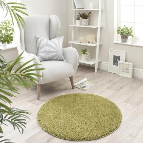 Buddy Washable Round Rugs in Olive