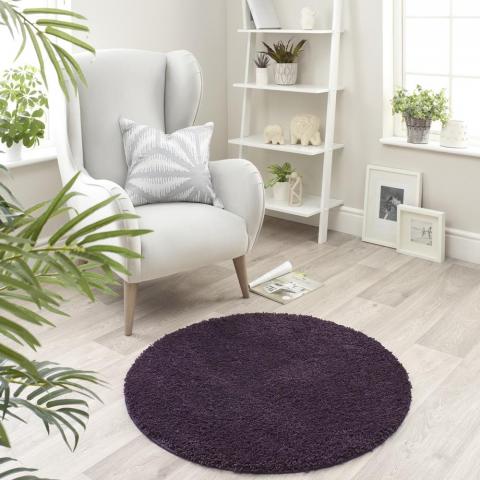 Buddy Washable Round Rugs in Purple