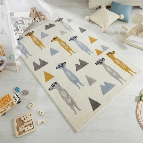 Cadiz Meerkats Childrens Nursery Rugs in Multi