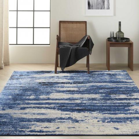 Calvin Klein Abstract Designer Rugs CK001 River Flow RFV01 in Blue Grey