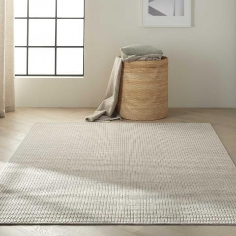 Calvin Klein Pretoria Quilted Designer Wool Rugs CK890 in Beige