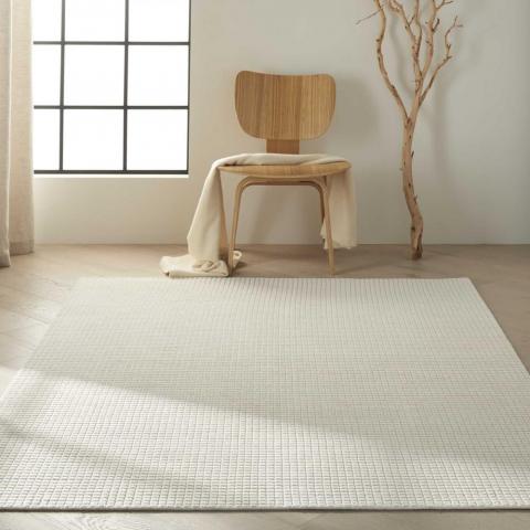 Calvin Klein Pretoria Quilted Designer Wool Rugs CK890 in Ivory