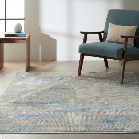 Calvin Klein Rush Designer Abstract Rugs CK951 Blue Beige