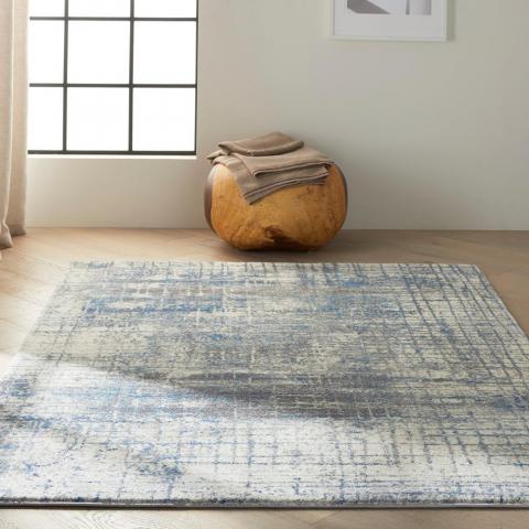 Calvin Klein Torrent Designer Abstract Rugs CK983 Ivory Grey Blue