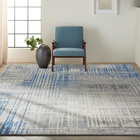 Calvin Klein Torrent Designer Abstract Rugs CK982 Ivory Grey Blue