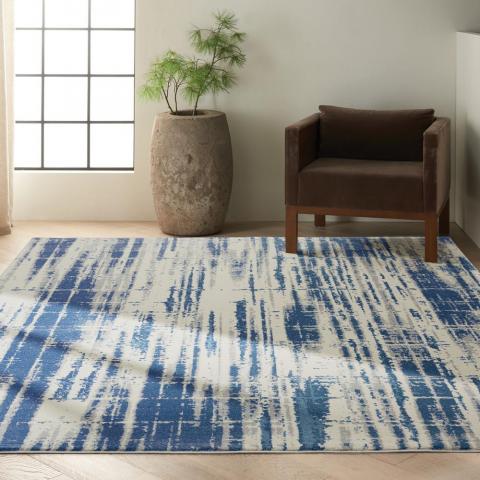 Calvin Klein Torrent Designer Abstract Rugs CK981 Ivory Blue