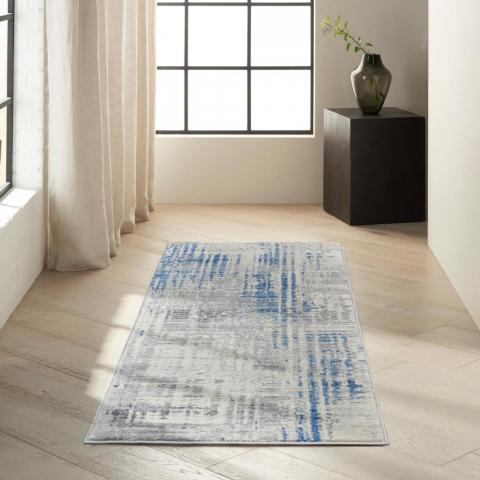 Calvin Klein Torrent Designer Hallway Runner CK982 Ivory Grey Blue