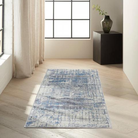 Calvin Klein Torrent Designer Hallway Runner CK983 Ivory Grey Blue