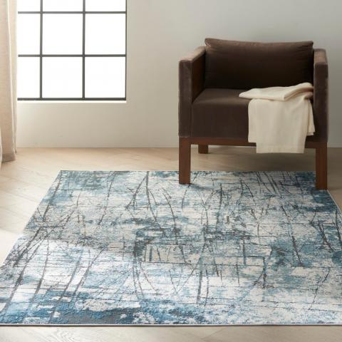 Calvin Klein Vapor Designer Abstract Rugs CK972 Grey Blue