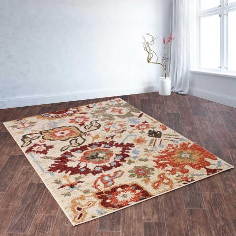 Cashmere Rugs 5565 in Cream and Multicolours