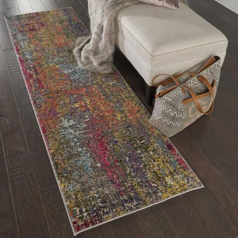 Celestial Abstract Hallway Runner CES14 in Sunset by Nourison