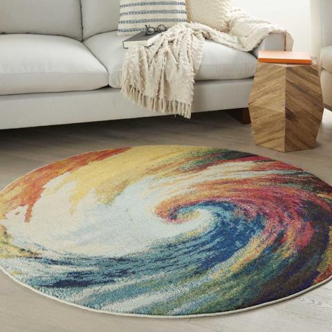 Celestial Circle Round Rugs CES07 Wave by Nourison