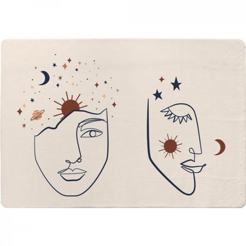 Celestial Elements Like Stars, Moon, Sun And Planets Designer Rug - White / 200cm