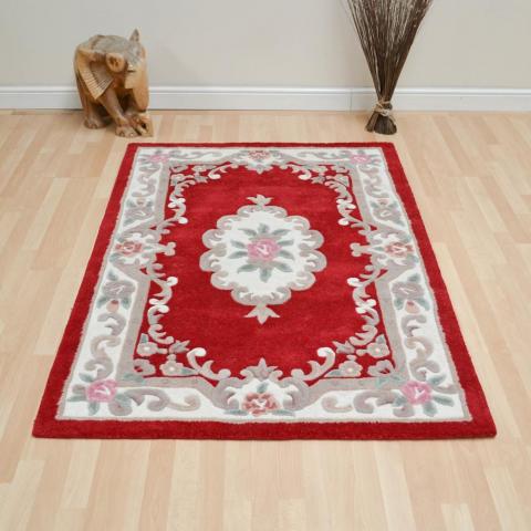 CHINESE RUGS - 510 AUBUSSON FULL CUT IN RED