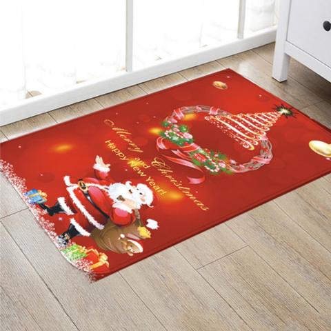 Chrismas Flannel Area Rug - Red / 60x40cm