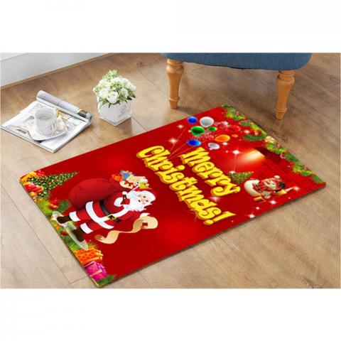 Chrismas Flannel Area Rug - Red / 60x40cm