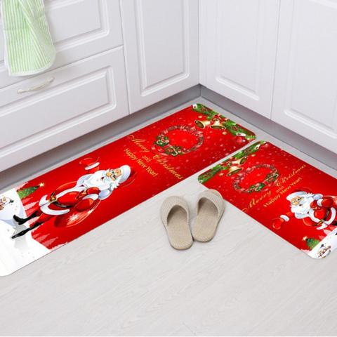 Chrismas Flannel Area Rug - Red / 60x40cm