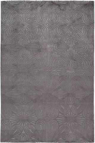 Christopher Kane Filigree Geometric 2.74x1.83m/9'x6' Grey Textured Wool & Silk Geometric rug by The Rug Company, Handknotted Tibetan Wool & Silk